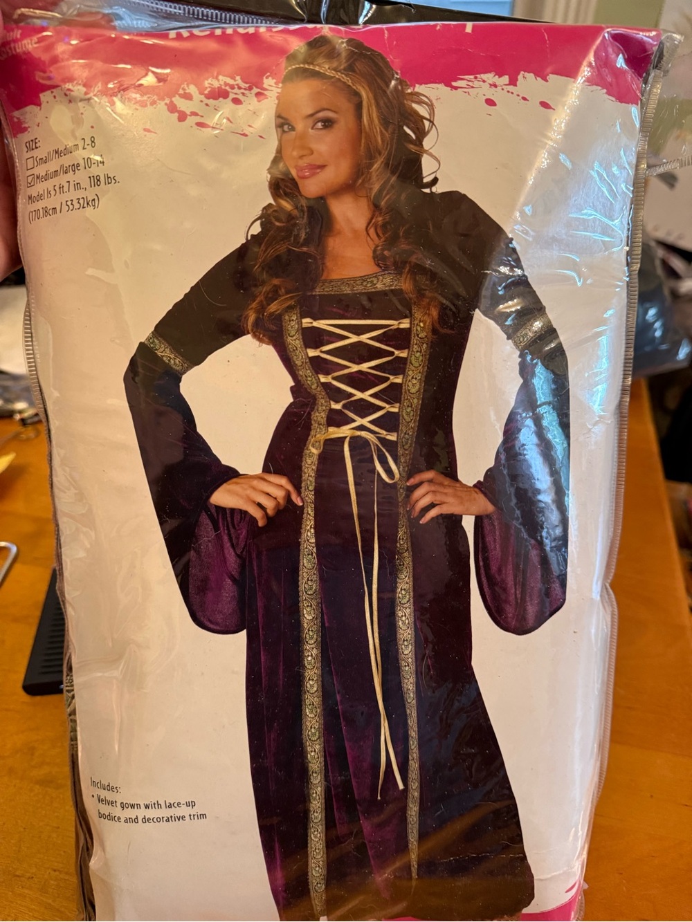 Purple Renaissance Lady Costume with Lace-Up Bodice